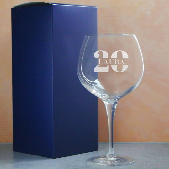 Engraved Primeur Gin Balloon Cocktail Glass with Name in 20 Design - The Gift Cabin UK