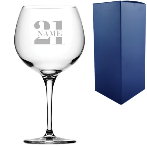 Engraved Primeur Gin Balloon Cocktail Glass with Name in 21 Design - The Gift Cabin UK