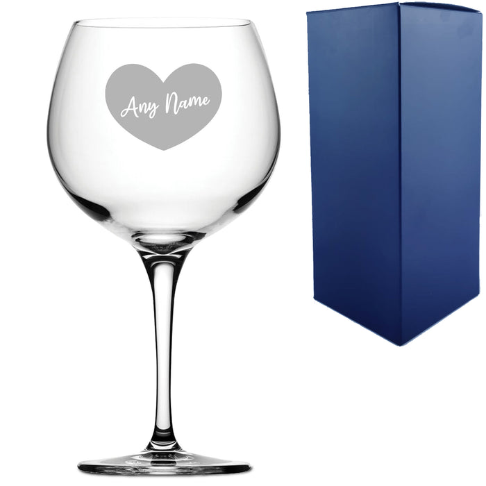 Engraved Primeur Gin Balloon Cocktail Glass with Name in Heart Design, Personalise with Any Name - The Gift Cabin UK