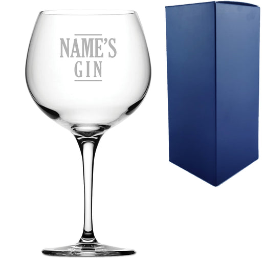 Engraved Primeur Gin Balloon Cocktail Glass with Name's Gin Serif Design, Personalise with Any Name - The Gift Cabin UK