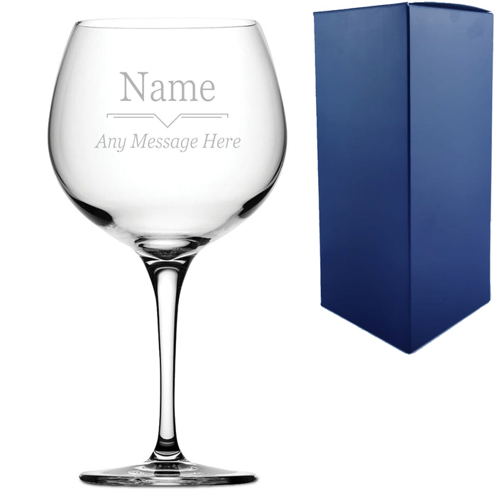 Engraved Primeur Gin Balloon Glass with Line Break Design, Personalise with Any Name and Message - The Gift Cabin UK