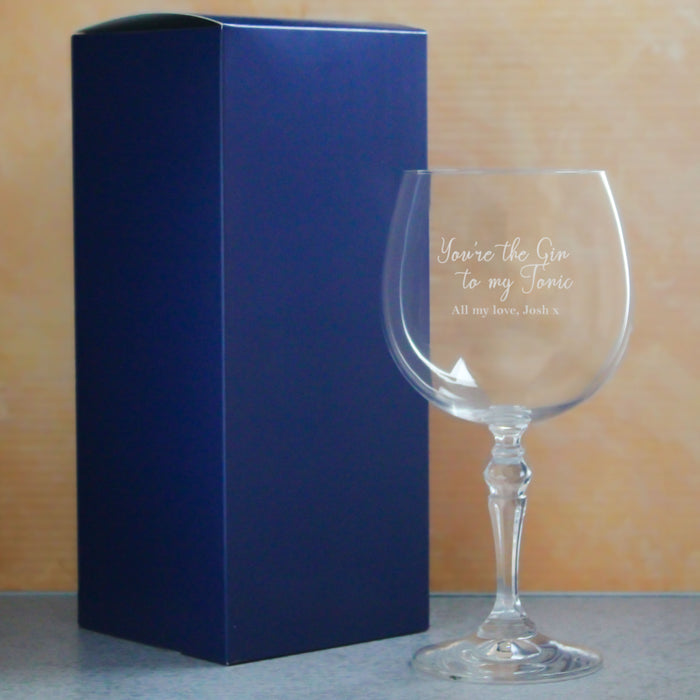 Engraved Crystal Gin and Tonic Glass with You're the Gin to My Tonic Design, Personalise with Any Message - The Gift Cabin UK