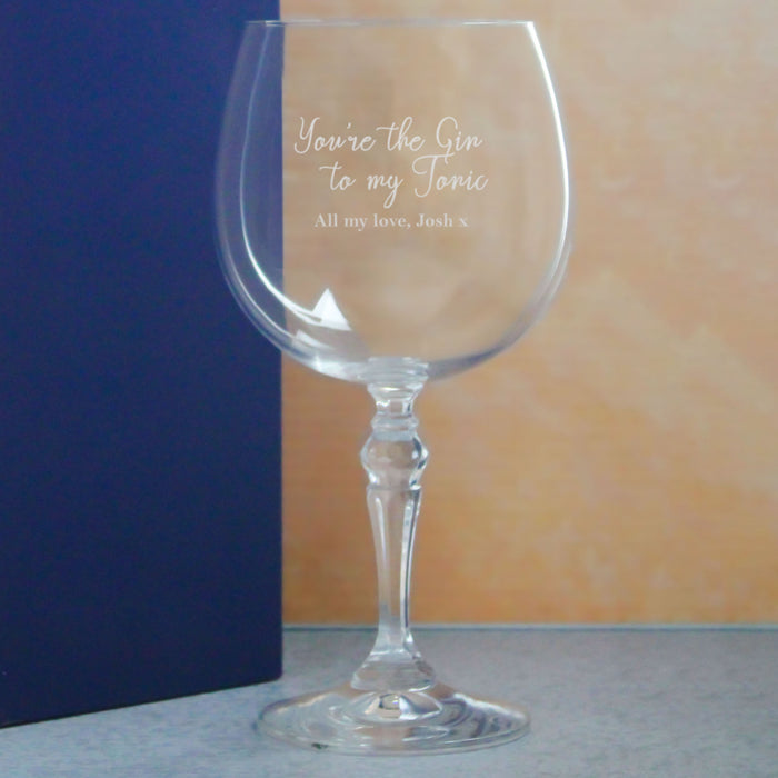 Engraved Crystal Gin and Tonic Glass with You're the Gin to My Tonic Design, Personalise with Any Message - The Gift Cabin UK