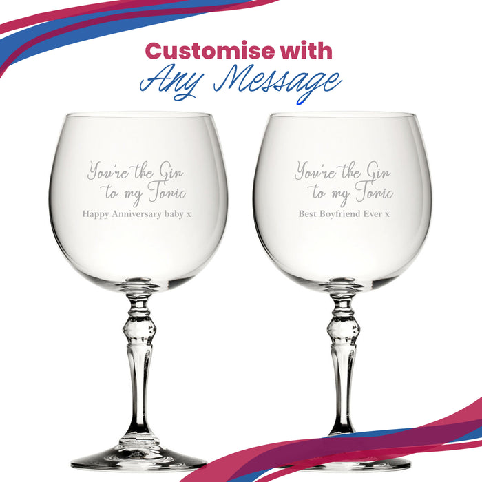 Engraved Crystal Gin and Tonic Glass with You're the Gin to My Tonic Design, Personalise with Any Message - The Gift Cabin UK