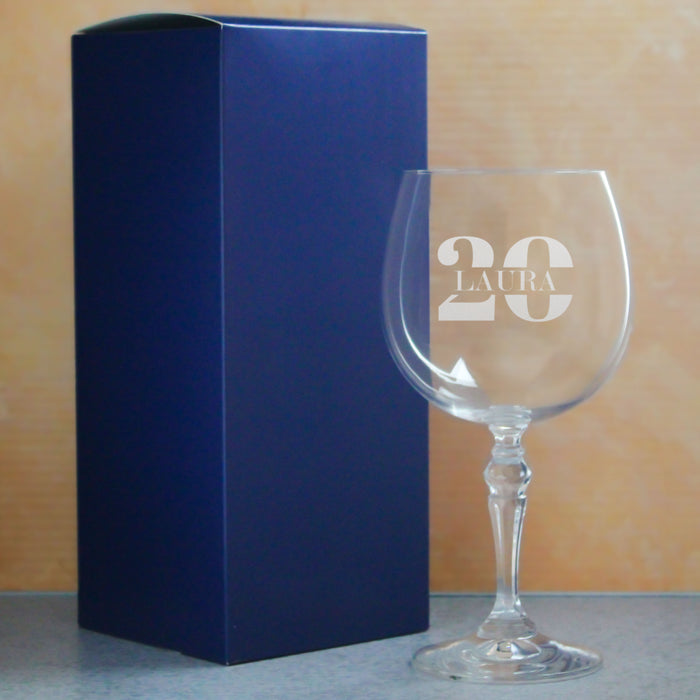 Engraved Crystal Gin and Tonic Cocktail Glass with Name in 20 Design - The Gift Cabin UK