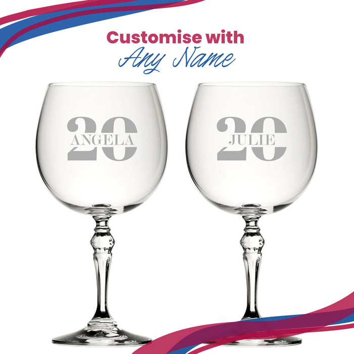 Engraved Crystal Gin and Tonic Cocktail Glass with Name in 20 Design - The Gift Cabin UK