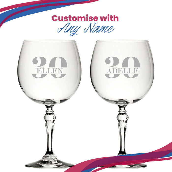 Engraved Crystal Gin and Tonic Cocktail Glass with Name in 30 Design - The Gift Cabin UK