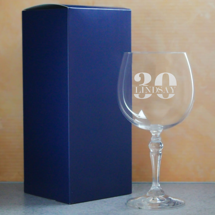 Engraved Crystal Gin and Tonic Cocktail Glass with Name in 30 Design - The Gift Cabin UK