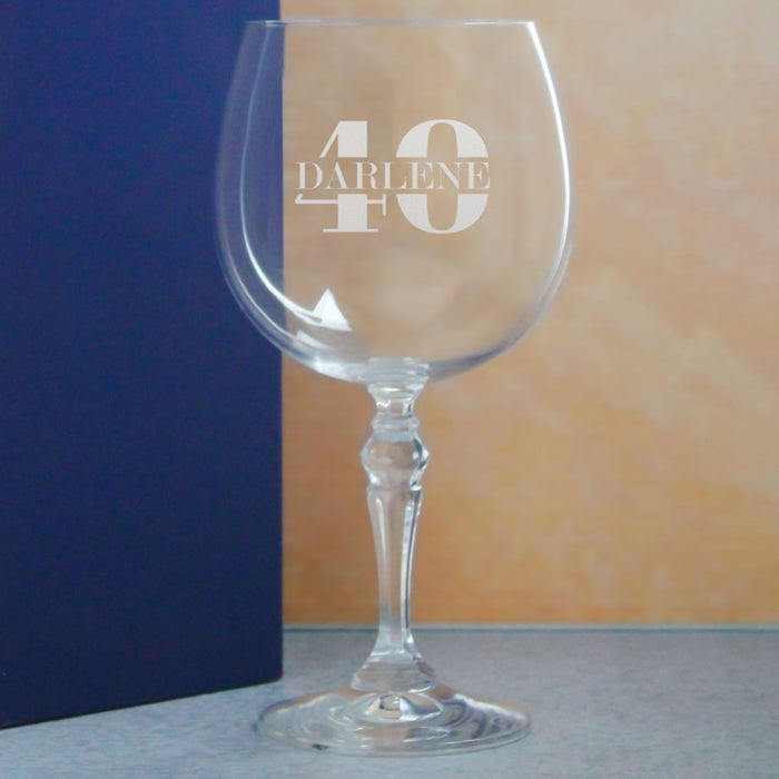 Engraved Crystal Gin and Tonic Cocktail Glass with Name in 40 Design - The Gift Cabin UK