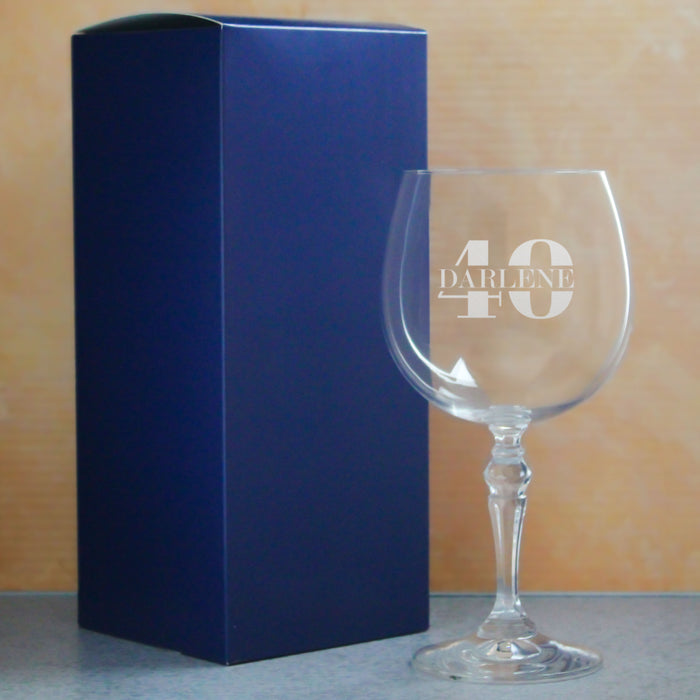 Engraved Crystal Gin and Tonic Cocktail Glass with Name in 40 Design - The Gift Cabin UK