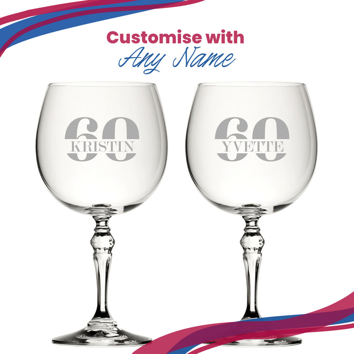 Engraved Crystal Gin and Tonic Cocktail Glass with Name in 60 Design - The Gift Cabin UK