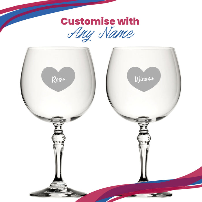 Engraved Crystal Gin and Tonic Cocktail Glass with Name in Heart Design, Personalise with Any Name - The Gift Cabin UK