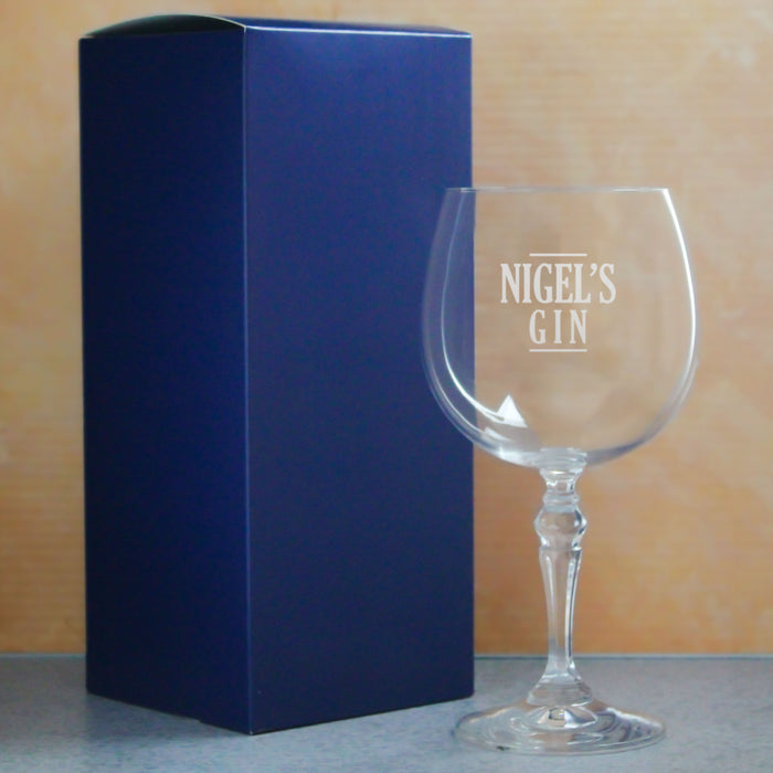 Engraved Crystal Gin and Tonic Cocktail Glass with Name's Gin Serif Design, Personalise with Any Name, Gift Box Included, Laser Engraved - The Gift Cabin UK