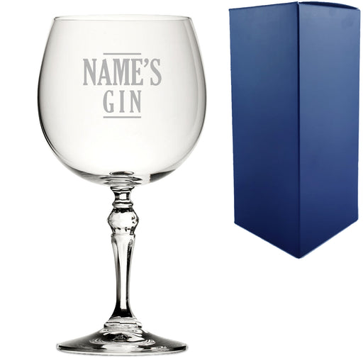 Engraved Crystal Gin and Tonic Cocktail Glass with Name's Gin Serif Design, Personalise with Any Name, Gift Box Included, Laser Engraved - The Gift Cabin UK