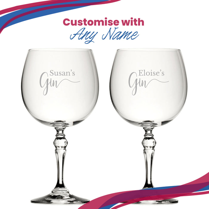 Engraved Crystal Gin and Tonic Cocktail Glass with Name's Gin Design, Personalise with Any Name, Gift Box Included, Laser Engraved - The Gift Cabin UK