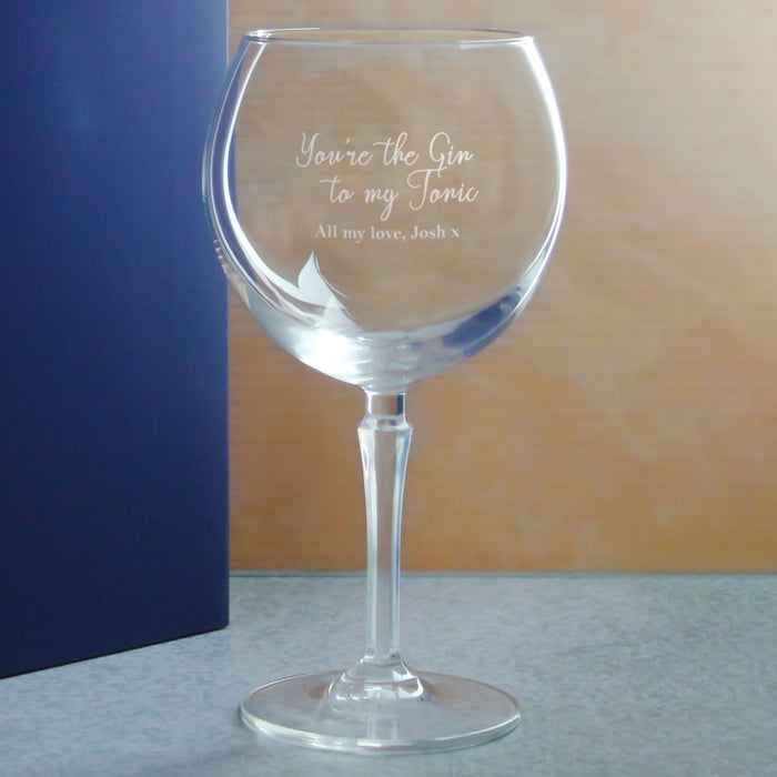 Engraved Hudson Gin Balloon with You're the Gin to My Tonic Design, Personalise with Any Message - The Gift Cabin UK