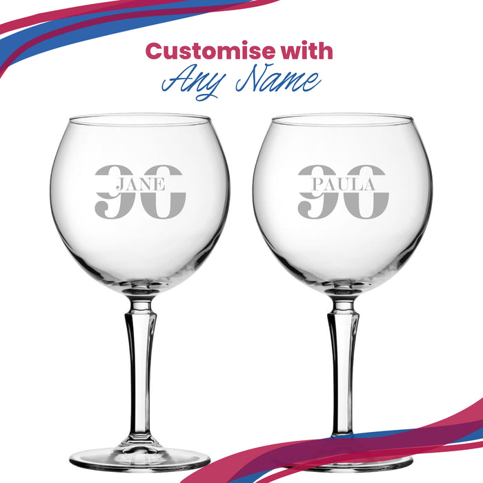 Engraved Hudson Gin Balloon Cocktail Glass with Name in 90 Design - The Gift Cabin UK