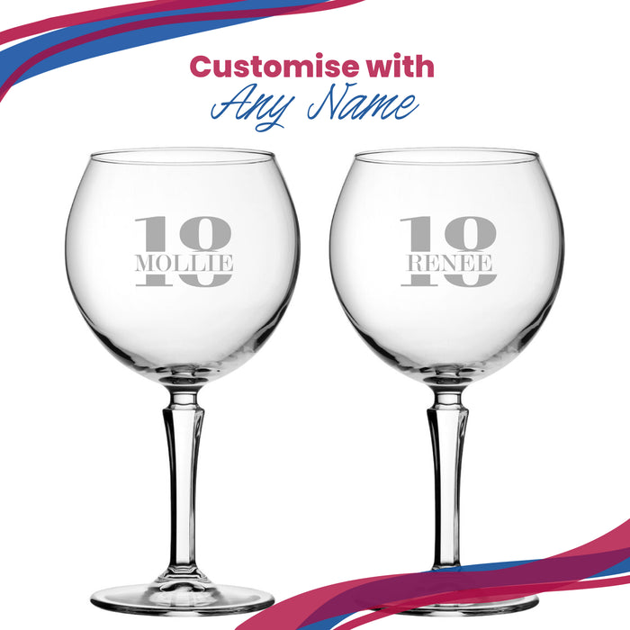 Engraved Hudson Gin Balloon Cocktail Glass with Name in 18 Design - The Gift Cabin UK