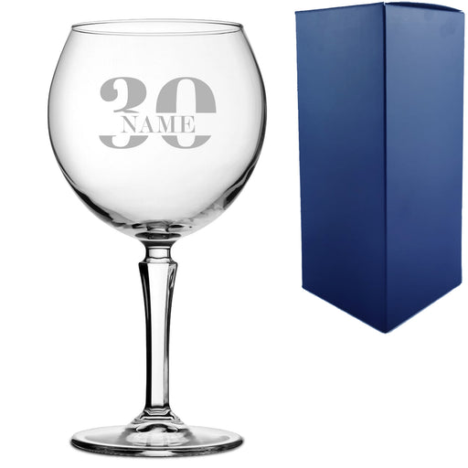 Engraved Hudson Gin Balloon Cocktail Glass with Name in 30 Design - The Gift Cabin UK