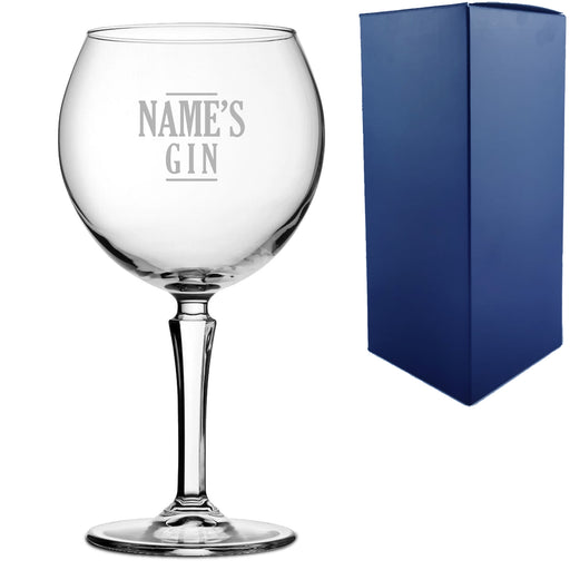 Engraved Hudson Gin Balloon Cocktail Glass with Name's Gin Serif Design, Personalise with Any Name - The Gift Cabin UK