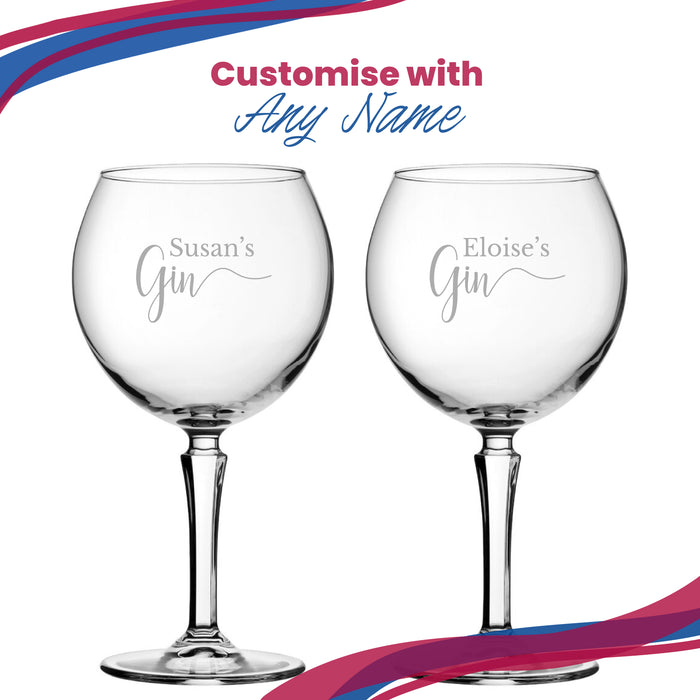 Engraved Hudson Gin Balloon Cocktail Glass with Name's Gin Design, Personalise with Any Name - The Gift Cabin UK