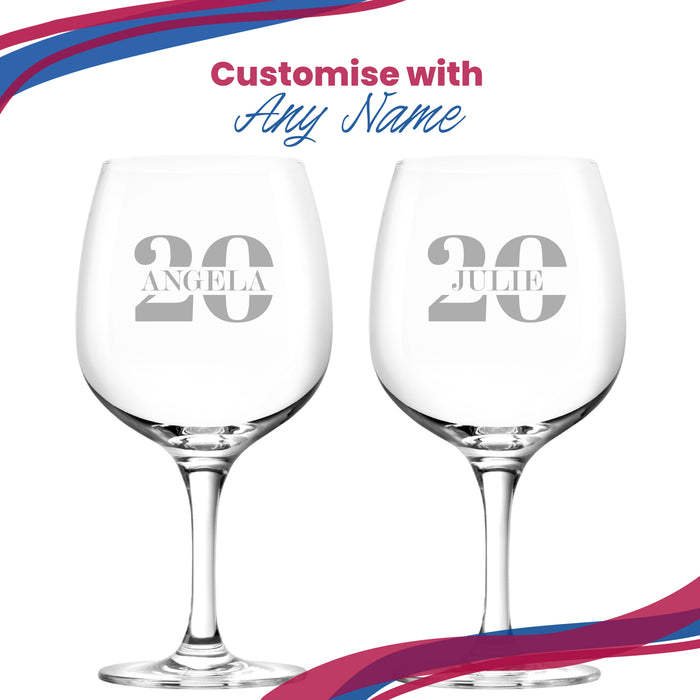 Engraved Spanish Gin Copa Balloon Cocktail Glass with Name in 20 Design - The Gift Cabin UK