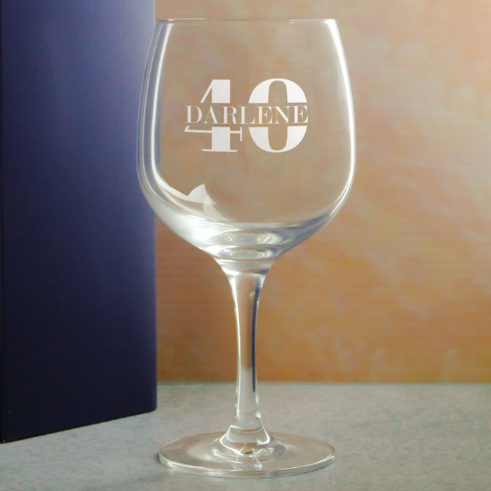 Engraved Spanish Gin Copa Balloon Cocktail Glass with Name in 40 Design - The Gift Cabin UK