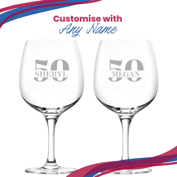 Engraved Spanish Gin Copa Balloon Cocktail Glass with Name in 50 Design - The Gift Cabin UK