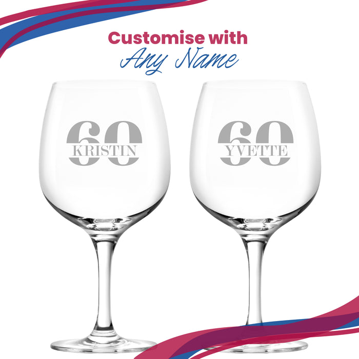 Engraved Spanish Gin Copa Balloon Cocktail Glass with Name in 60 Design - The Gift Cabin UK