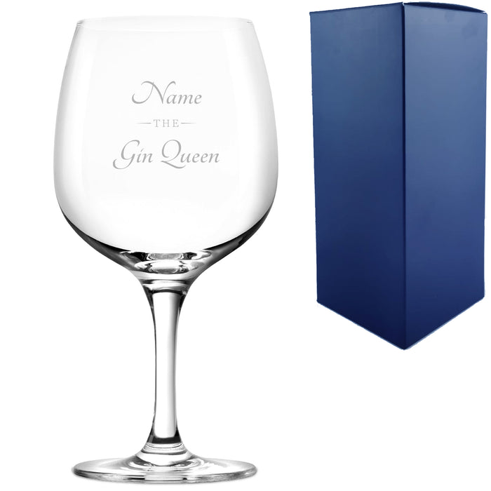 Engraved Spanish Gin Copa Balloon Cocktail Glass with The Gin Queen Design, Personalise with Any Name - The Gift Cabin UK