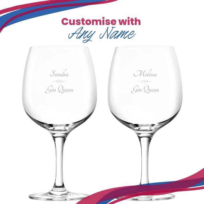 Engraved Spanish Gin Copa Balloon Cocktail Glass with The Gin Queen Design, Personalise with Any Name - The Gift Cabin UK