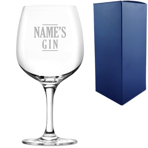 Engraved Spanish Gin Copa Balloon Cocktail Glass with Name's Gin Serif Design, Personalise with Any Name - The Gift Cabin UK