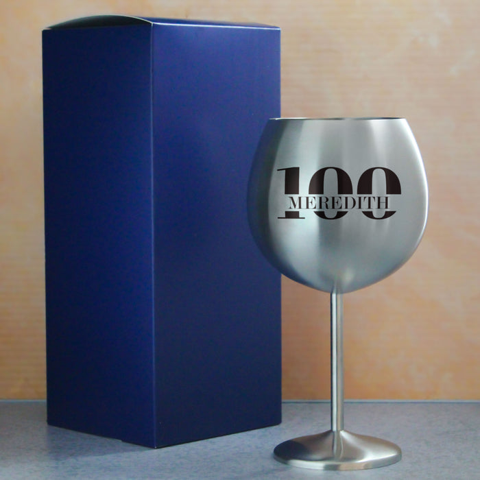 Engraved Metal Gin Balloon Cocktail Glass with Name in 100 Design - The Gift Cabin UK