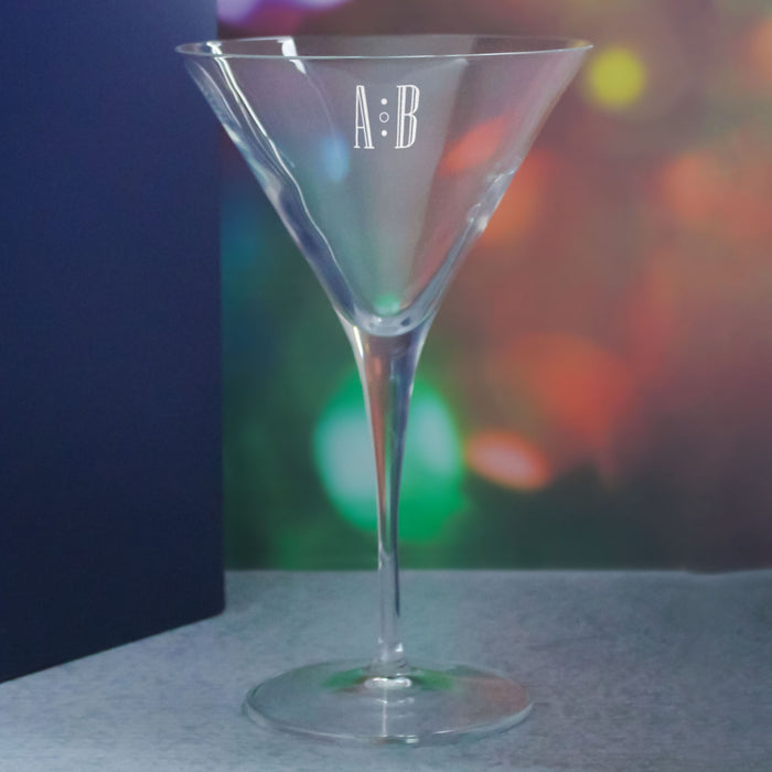 Engraved Allegro Martini Cocktail Glass with Initials Design, Personalise with Any Name - The Gift Cabin UK