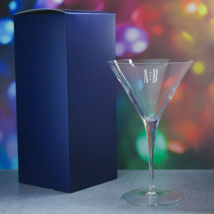 Engraved Allegro Martini Cocktail Glass with Initials Design, Personalise with Any Name - The Gift Cabin UK