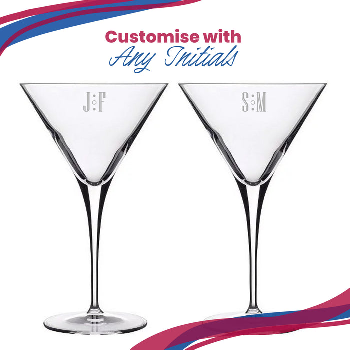 Engraved Allegro Martini Cocktail Glass with Initials Design, Personalise with Any Name - The Gift Cabin UK