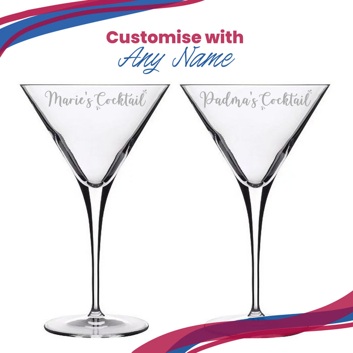 Engraved Allegro Martini Cocktail Glass with Name's Cocktail Design, Personalise with Any Name - The Gift Cabin UK