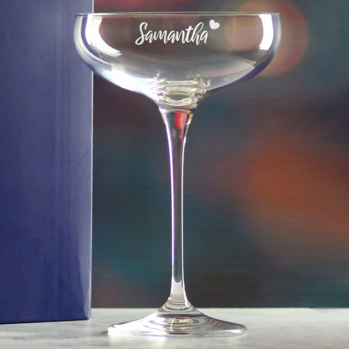 Engraved Infinity Cocktail Saucer with Name with Heart Design, Personalise with Any Name - The Gift Cabin UK