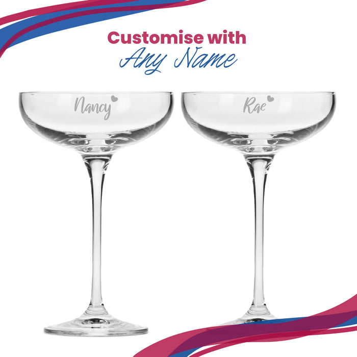 Engraved Infinity Cocktail Saucer with Name with Heart Design, Personalise with Any Name - The Gift Cabin UK