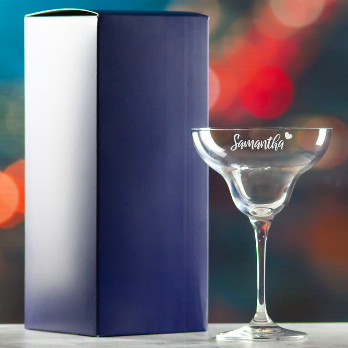 Engraved Infinity Margarita Cocktail Glass with Name with Heart Design, Personalise with Any Name - The Gift Cabin UK