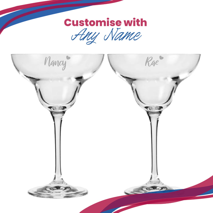 Engraved Infinity Margarita Cocktail Glass with Name with Heart Design, Personalise with Any Name - The Gift Cabin UK