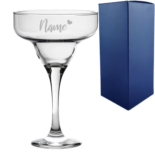 Engraved 295ml Margarita Cocktail Glass with Name with Heart Design, Personalise with Any Name - The Gift Cabin UK