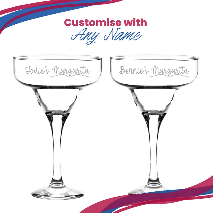 Engraved 295ml Margarita Cocktail Glass with Name's Margarita Design, Personalise with Any Name - The Gift Cabin UK