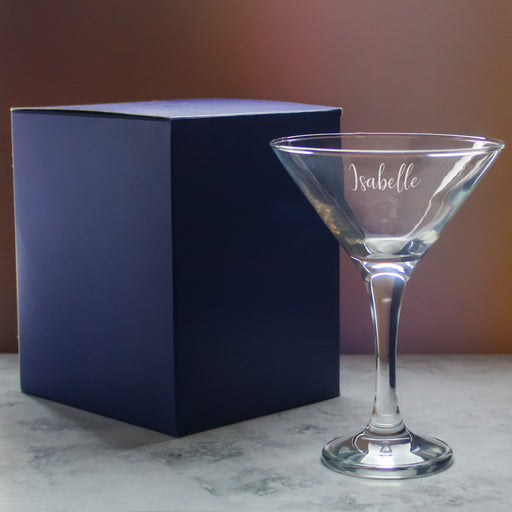 Engraved Petite Martini Cocktail Glass with Script Name, Personalise with Any Name - The Gift Cabin UK