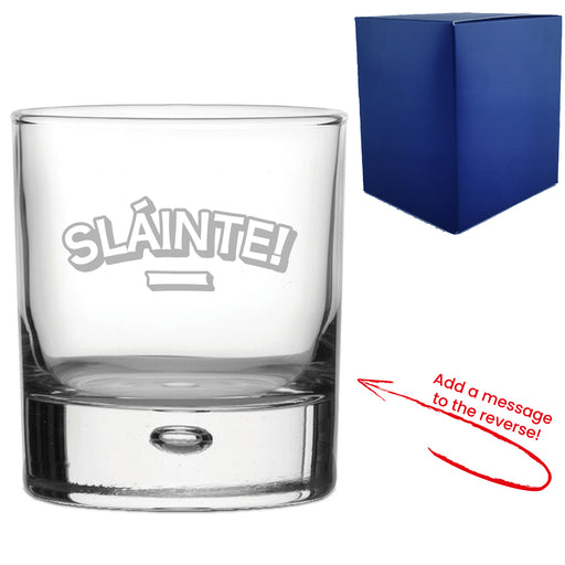 Engraved Whisky Glass with Slainte Design, Add a Personalised Message to the Reverse - The Gift Cabin UK