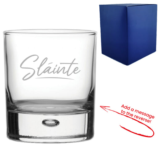 Engraved Whisky Glass with Slainte Script Design, Add a Personalised Message to the Reverse - The Gift Cabin UK