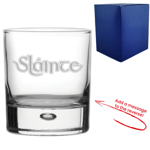 Engraved Whisky Glass with Slainte Celtic Design, Add a Personalised Message to the Reverse - The Gift Cabin UK