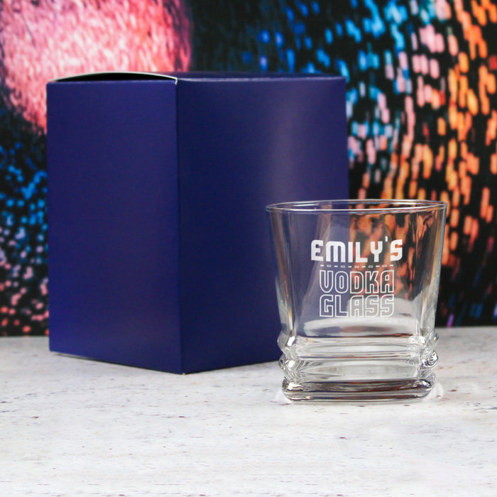 Personalised Engraved Vodka Elegan Tumbler with 'Name's Vodka Glass' Design - The Gift Cabin UK