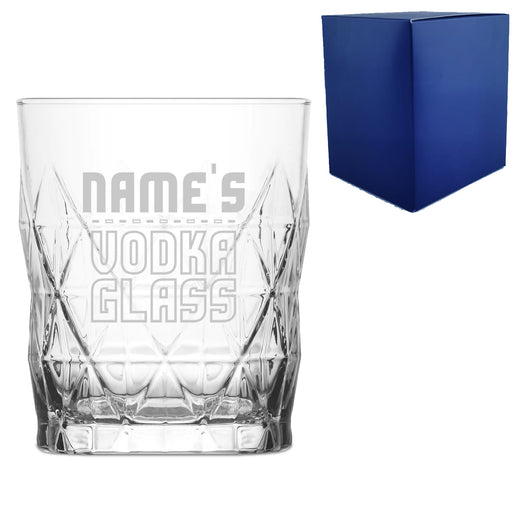 Personalised Engraved Vodka Short Keops Tumbler with 'Name's Vodka Glass' Design - The Gift Cabin UK