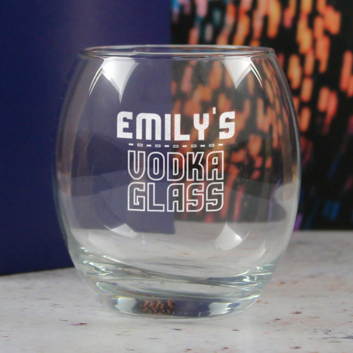 Personalised Engraved Vodka Short Tondo Tumbler with 'Name's Vodka Glass' Design - The Gift Cabin UK